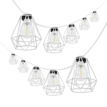 Indoor/Outdoor 10 ft. Contemporary Transitional Incandescent G40 Diamond Cage String Lights